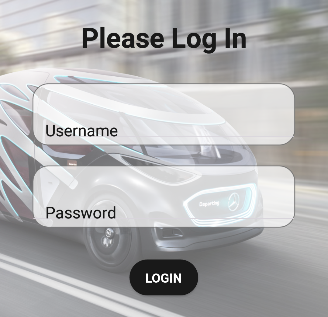 Login screen
