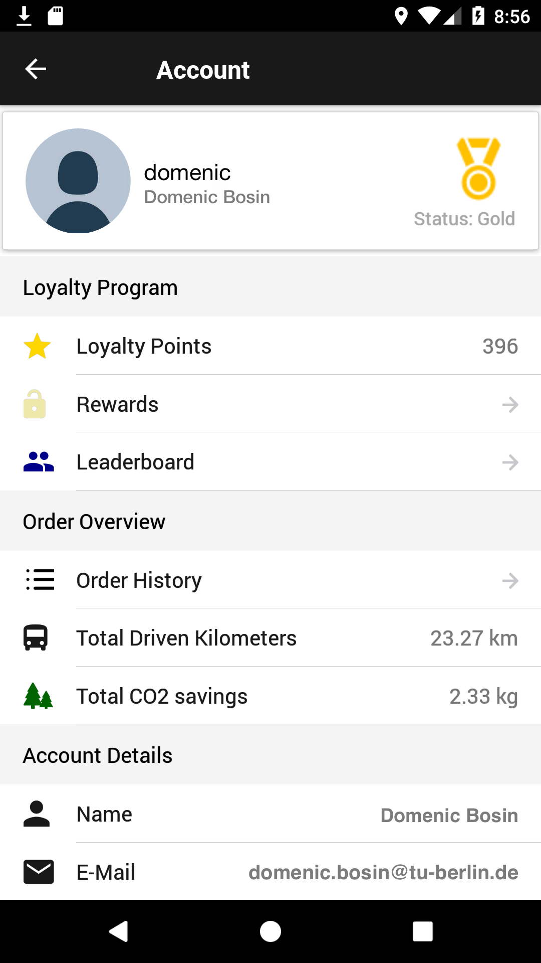 Account Screen